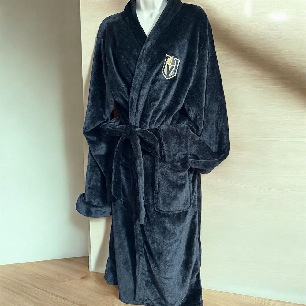 Golden Knights NHL Licensed Super Soft Plush Bathrobe Unisex LXL Black Robe